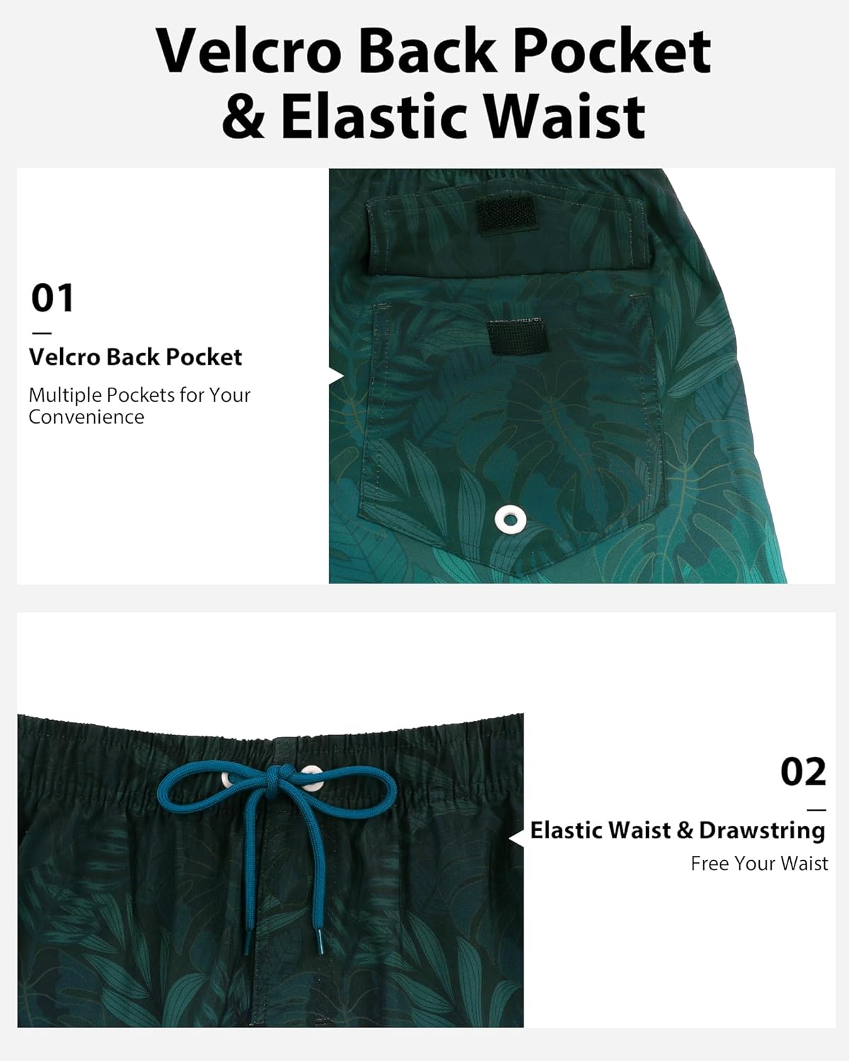 BOJIN 2 in 1 Mens Swim Trunks with Compression Liner 5.5" Inseam Quick Dry Bathing Suit Shorts with Zipper Pockets - Image 6