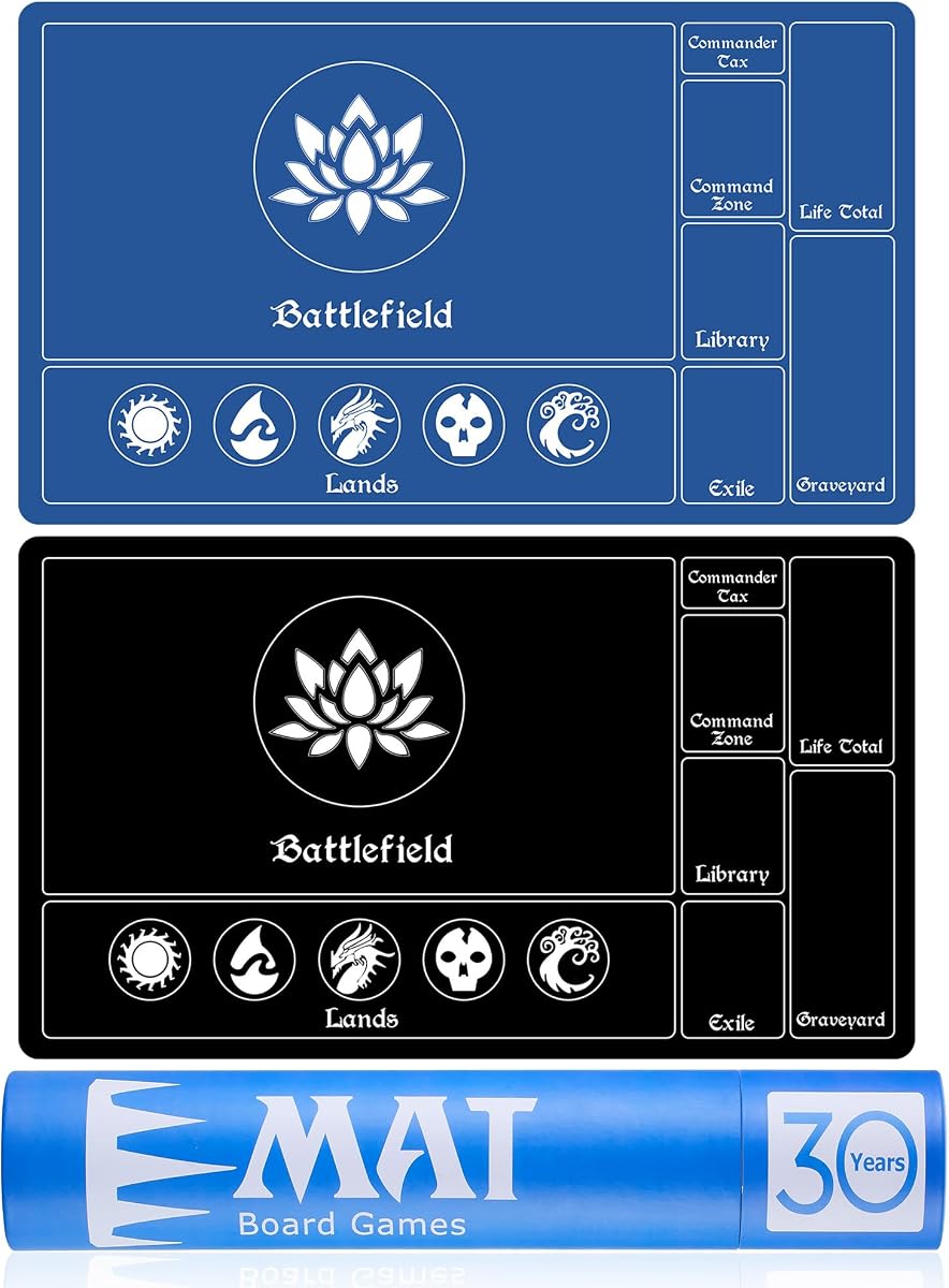 Biouai MTG Playmat Stitched with Magic Zones, Game Mats Tabletop 24x14 inch for MTG/TCG Card Battles Commander Deck Gaming Desk Mat Duel Mat Card Gameplay Mats for Beginner (24 x 14 in)