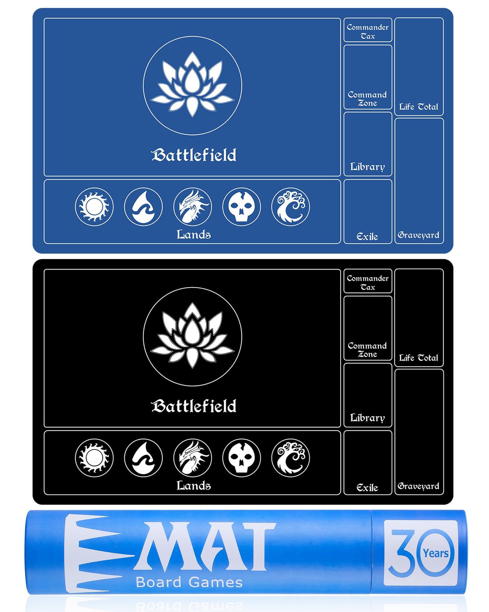 Biouai MTG Playmat Stitched with Magic Zones, Game Mats Tabletop 24x14 inch for MTG/TCG Card Battles Commander Deck Gaming Desk Mat Duel Mat Card