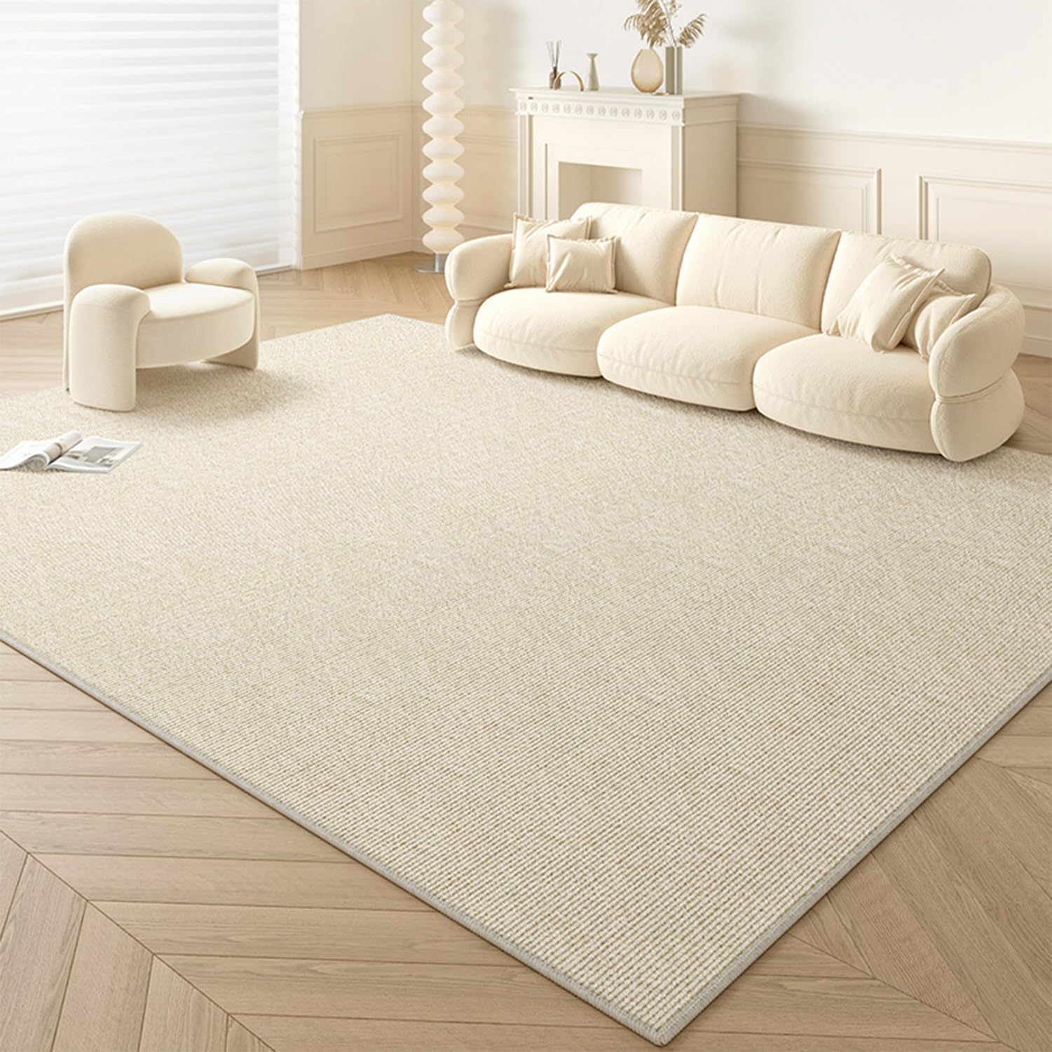 Tapis lavable moelleux résistant aux taches pour salon et salle à manger