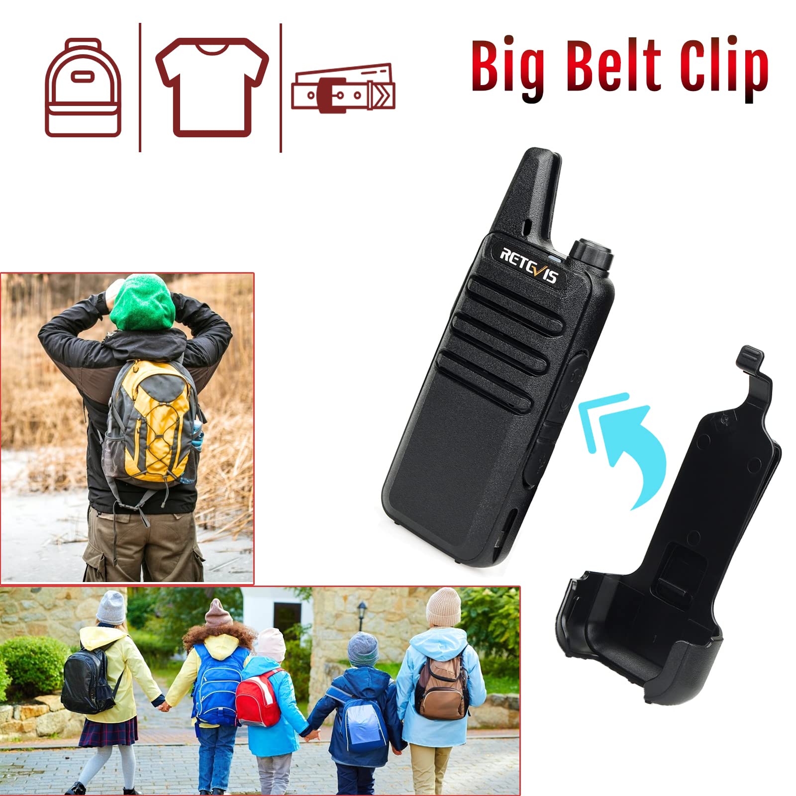 Retevis RT622 Walkie Talkie PMR446 Licenza-libera Mini Ricetrasmittente VOX Portatile Ricaricabili Nero 2 Paia