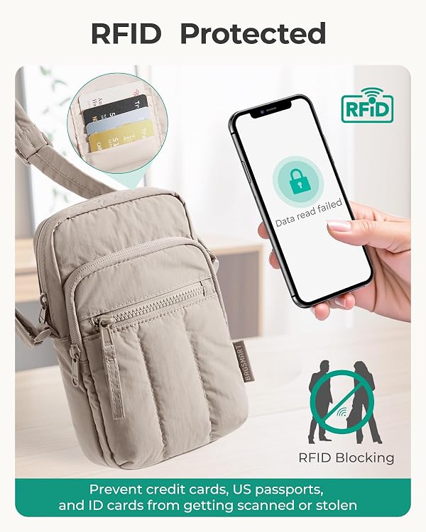 BAGSMART Small Crossbody Bags for Women, Mini Cell Phone Crossbody Purse for Travel, Puffer Women Wallet Handbags with RFID Blocking Card Slots by BAGSMART - Used condition - Image 5