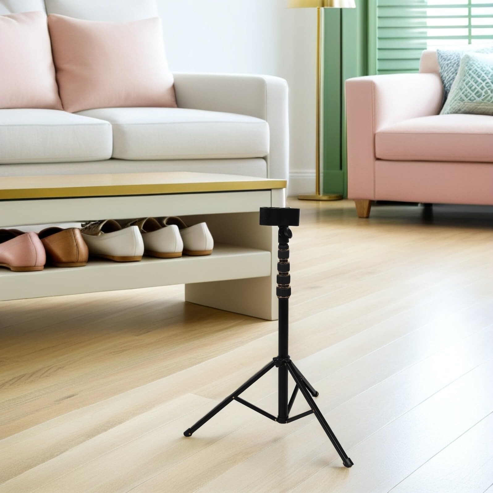Soporte para Secador de Pelo de Suelo Plegable con Clip Antideslizante, Altura Ajustable hasta 2 Metros, Manos Libres para Baño, Salón Profesional y Viaje
