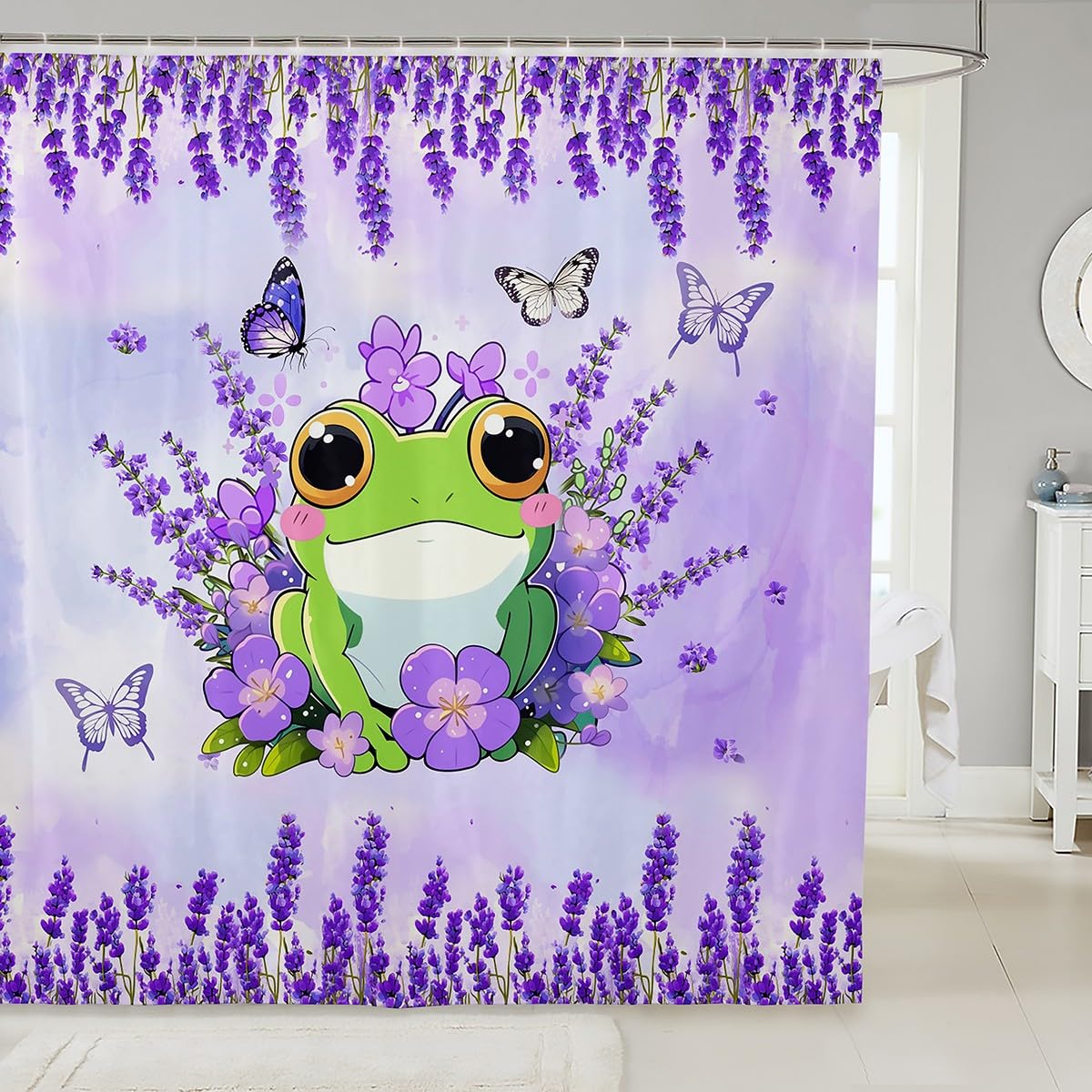 Rideau de douche grenouille dessin animé Manfei pour salle de bain enfant