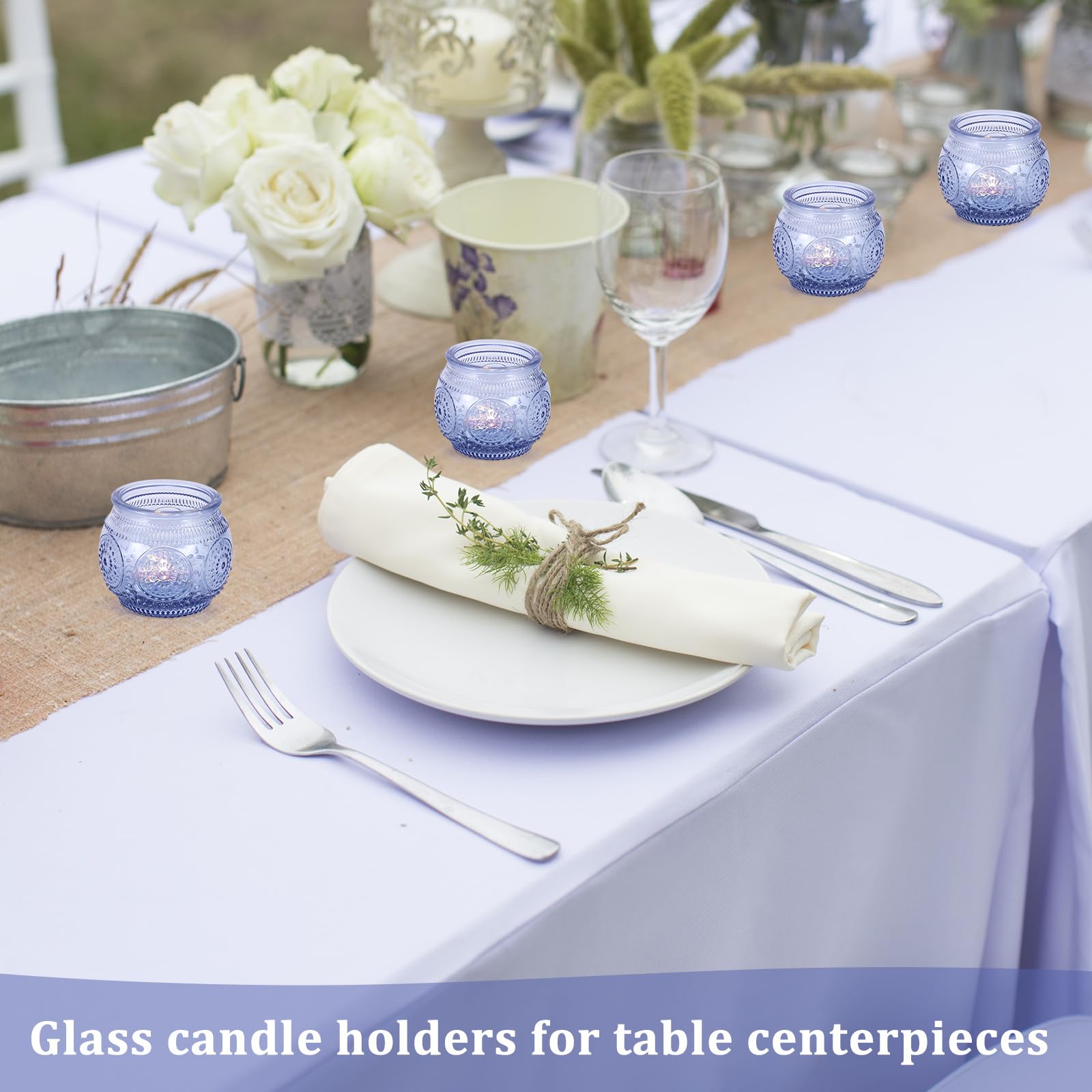 CLear Lot De 12 Photophores En Verre 3 Motifs Pour Mariage, Centre De