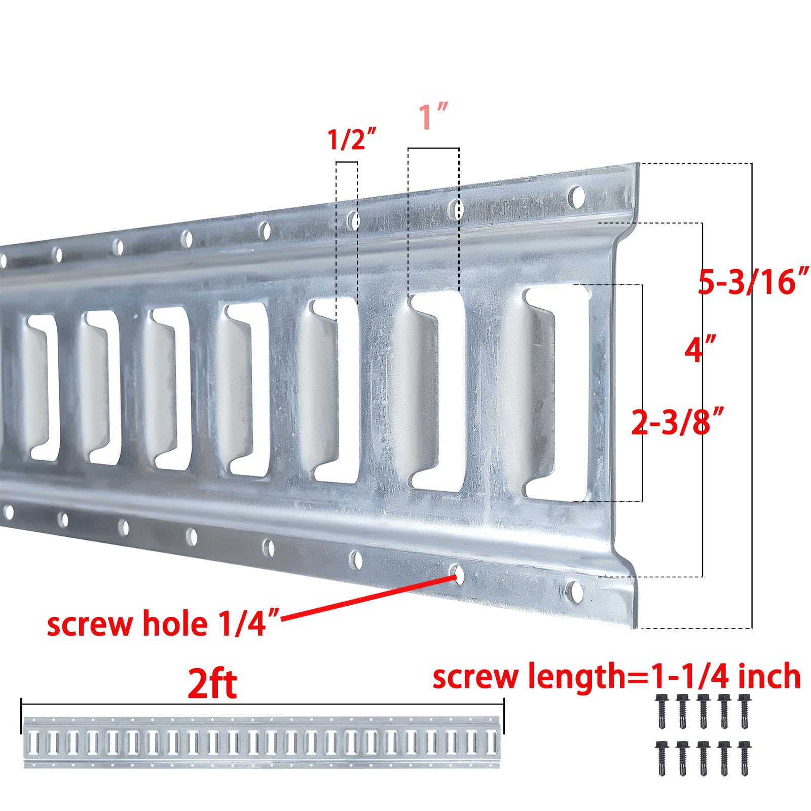 Binario di fissaggio per binari da 0,6 m (2 pezzi) per letti di camion, garage, furgoni, rimorchi, legami per moto, ATV e altri accessori di fissaggio - Guide per barre in acciaio zincato