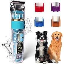 Dog Clippers for Grooming Thick Hair - Professional 50dB Low Noise Cordless Clipper with Titanium Blades & Detachable IPX5 Waterproof Head for Matted Coats, Dogs, Cats and All Pets