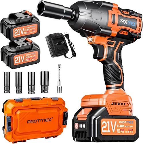 Llave de impacto inalámbrica, pistola de impacto sin escobillas de 1/2 pulgada de 900 pies-libras (1200 N.m), destornillador de impacto de potencia