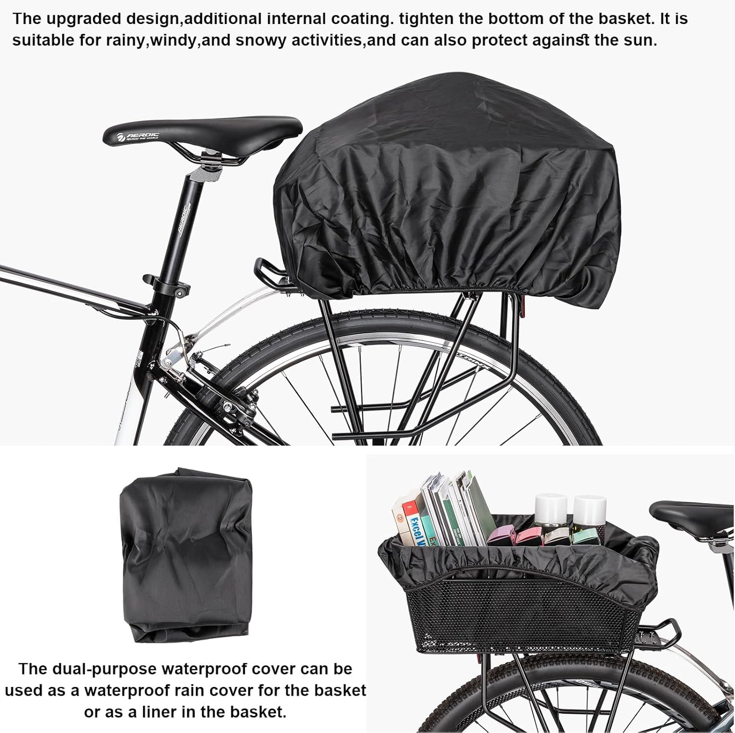 CXWXC Fahrradkorb Hinten mit Ladungsnetz und Eine Dicke Futterung fur Fahrrad, Dicke Futterung Tasche für Fahrrad, Elektrofahrrad (CX-HT-193-EU)