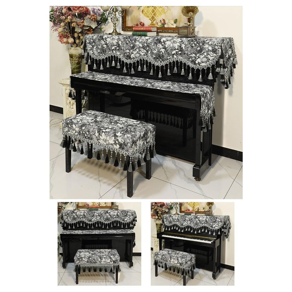 Pokrowiec na fortepian do pianina, nowoczesny, minimalistyczny półpokrowiec z odpornej na kurz osłony górnej z tkaniny(Single Bench Cover)