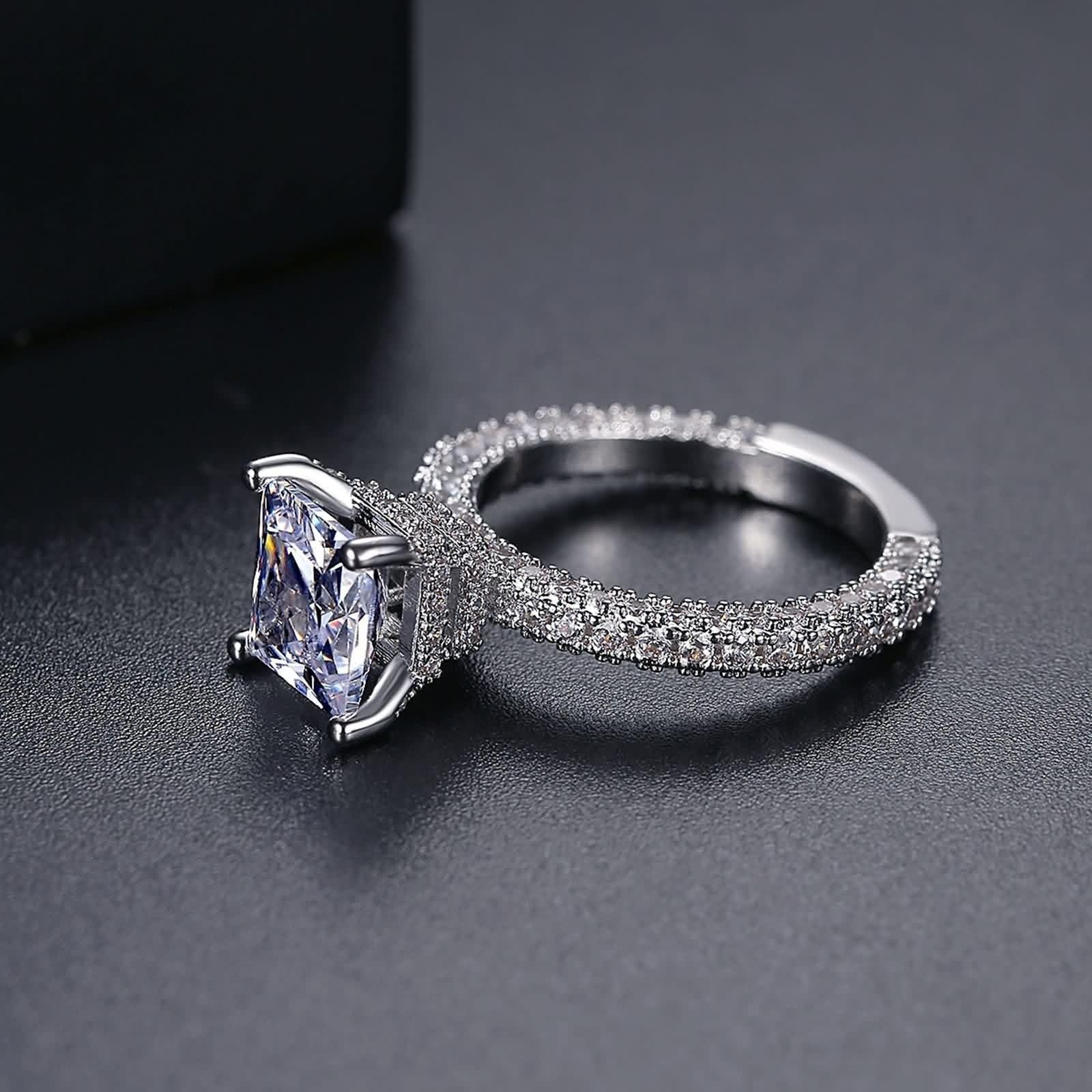 9 Karat Weißgold Verlobungsringe Labordiamant Weiß, Rings Quadrat