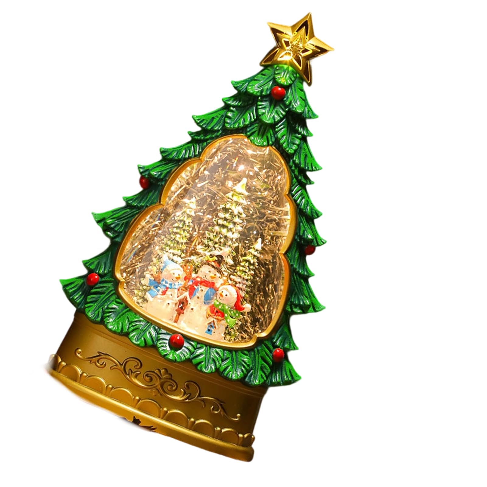 Kalttoy Rolling Christmas Tree Decoration with LED Glows Nature Friendly PVC Table Centrefocus for Noel Wedding Glowing Christmas Tree Desktop Ornament