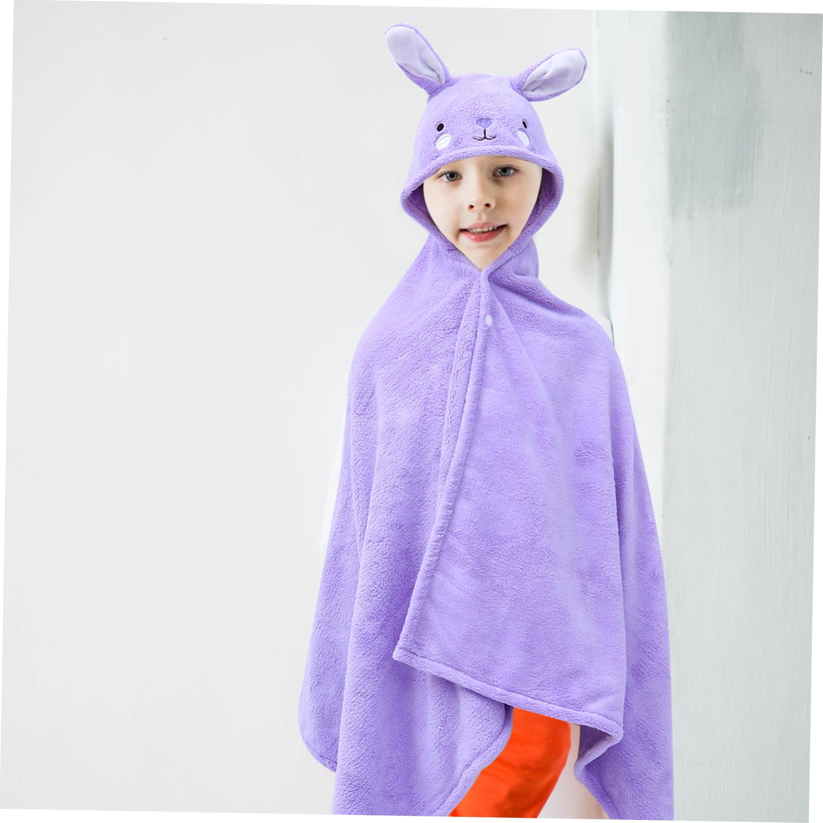 Serviette de Bain à Capuche Lapin Pourpre 70x140 pour Garçon, et Filles