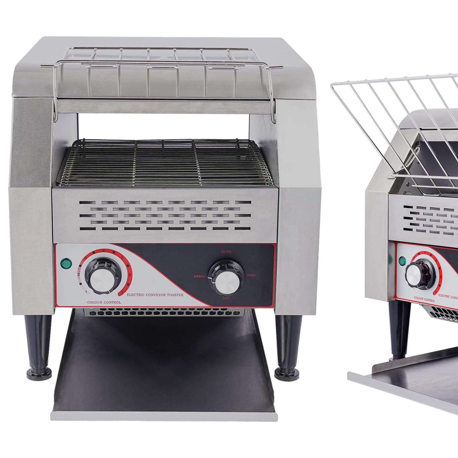 Tostapane professionale a nastro inox 150/300/450 fette/ora, 7 velocità regolabili, ideale per croissant, panetterie e caffetterie(150 Slices/H)