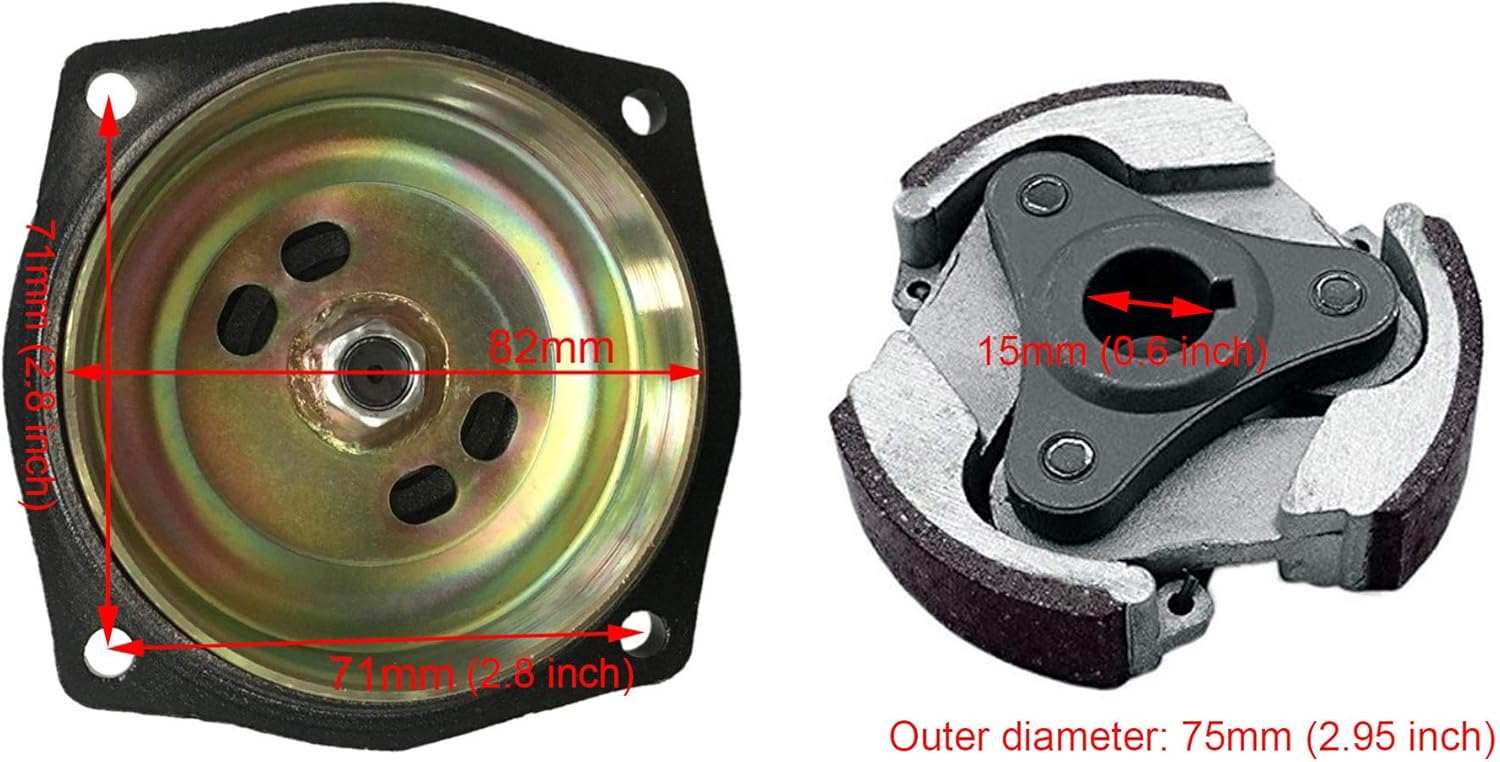 7T Gearbox Clutch Drum & Clutch Pad & Chain for 47cc 49cc Mini Pocket Bike ATV Quad