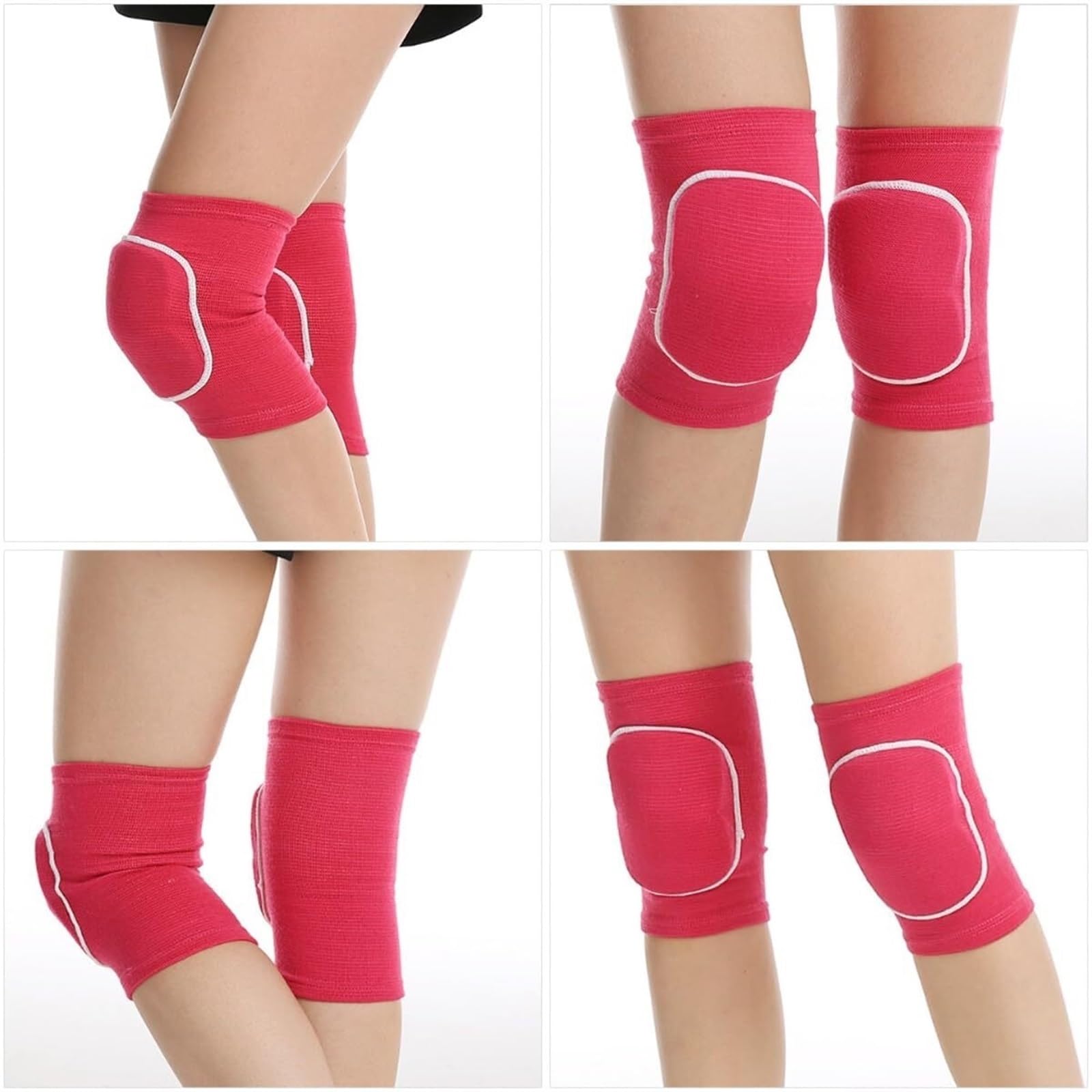 Ginocchiera Ginocchiere da Ballo, Ginocchiere Elastiche, Antiscivolo, morbide e Traspiranti, Yoga pallavolo Supporto Ginocchio(Rot,Large)