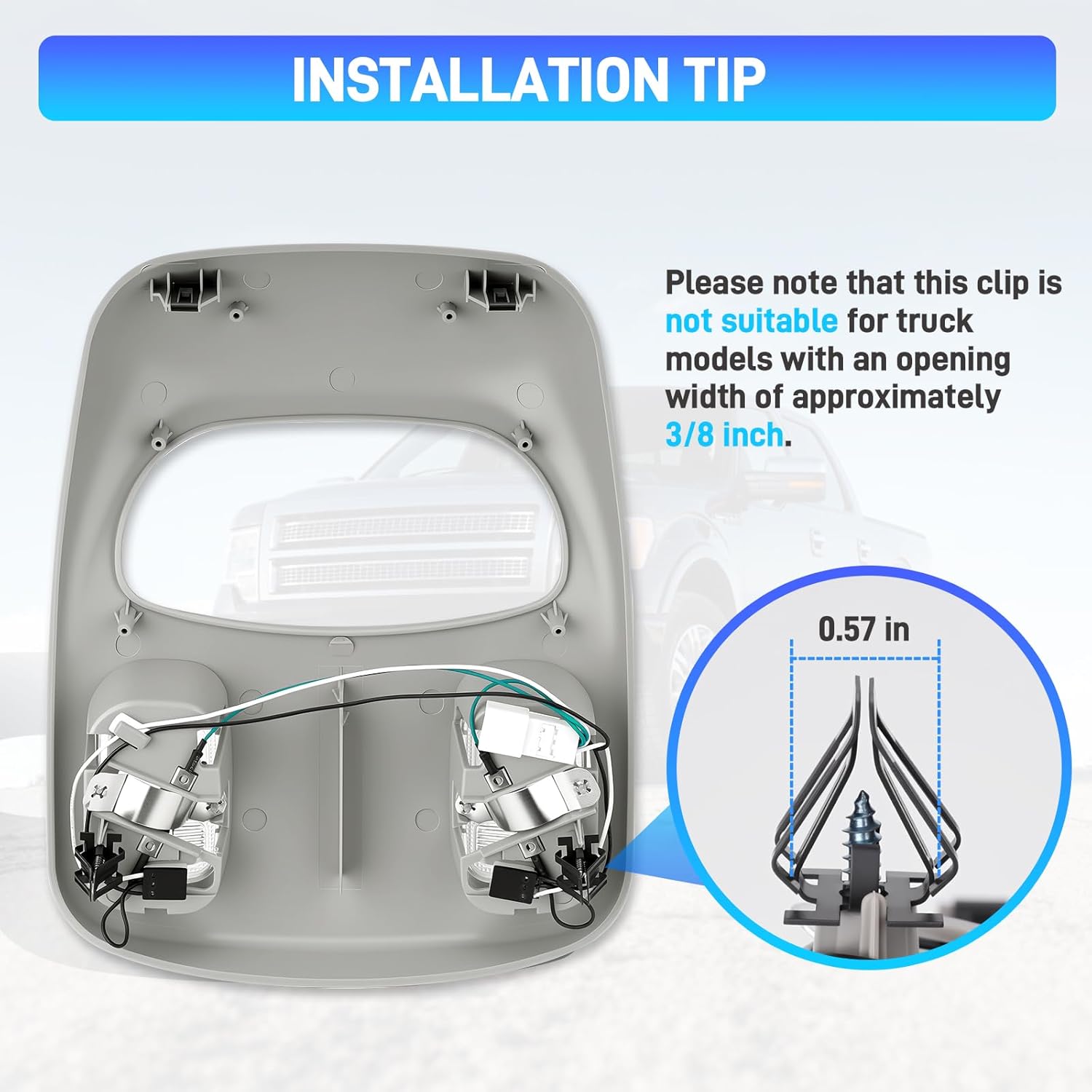 Overhead Console Dome Light, Upgraded LED Map Reading Lights Lamp Replacement Compatible with 2002-2010 Dodge Ram 1500 2500 3500 4500 5500 Replaces #1DK78BD1AA 1DK78TL2AA (Gray)