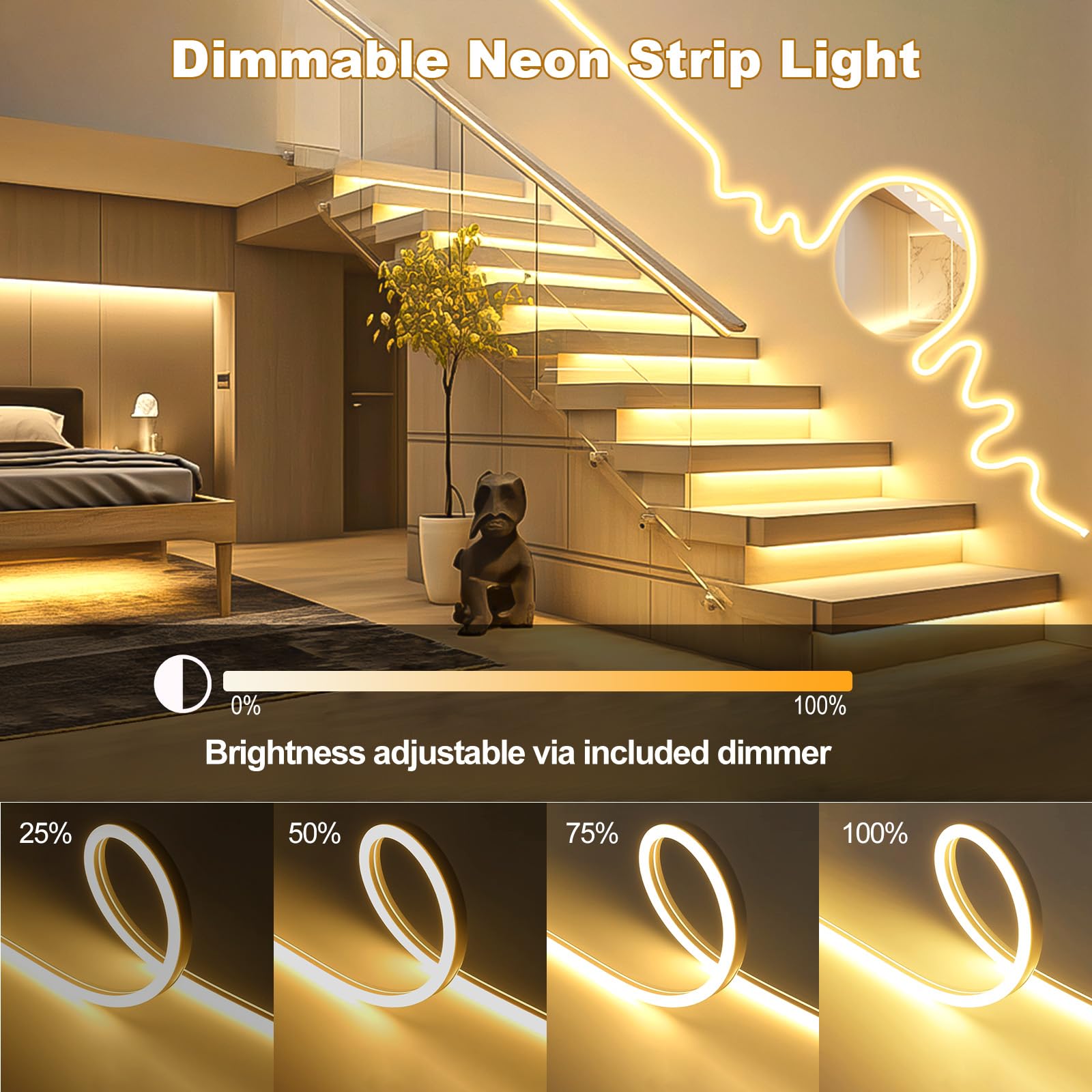 Taśma LED Neon 10M Ściemnialna 1200 LED Biały Ciepły 2700K 24V