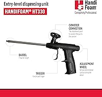 Vista 5 de HandiFoam HT330 Aplicador de espuma para pistola, barril de 7 pulgadas (7.1 in), control de cuentas ajustable, compatible con la mayoría de latas