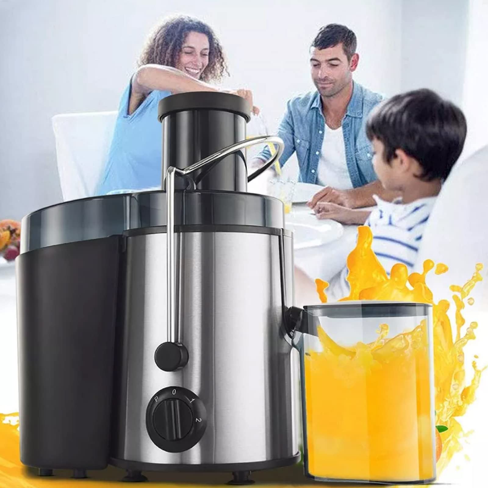 Máquinas exprimidoras, Extractor exprimidor centrífugo de 400 W con Canal de alimentación de Boca Ancha de 2,8" para Frutas y Verduras, Extractor exprimidor de 2 velocidades, sin BP