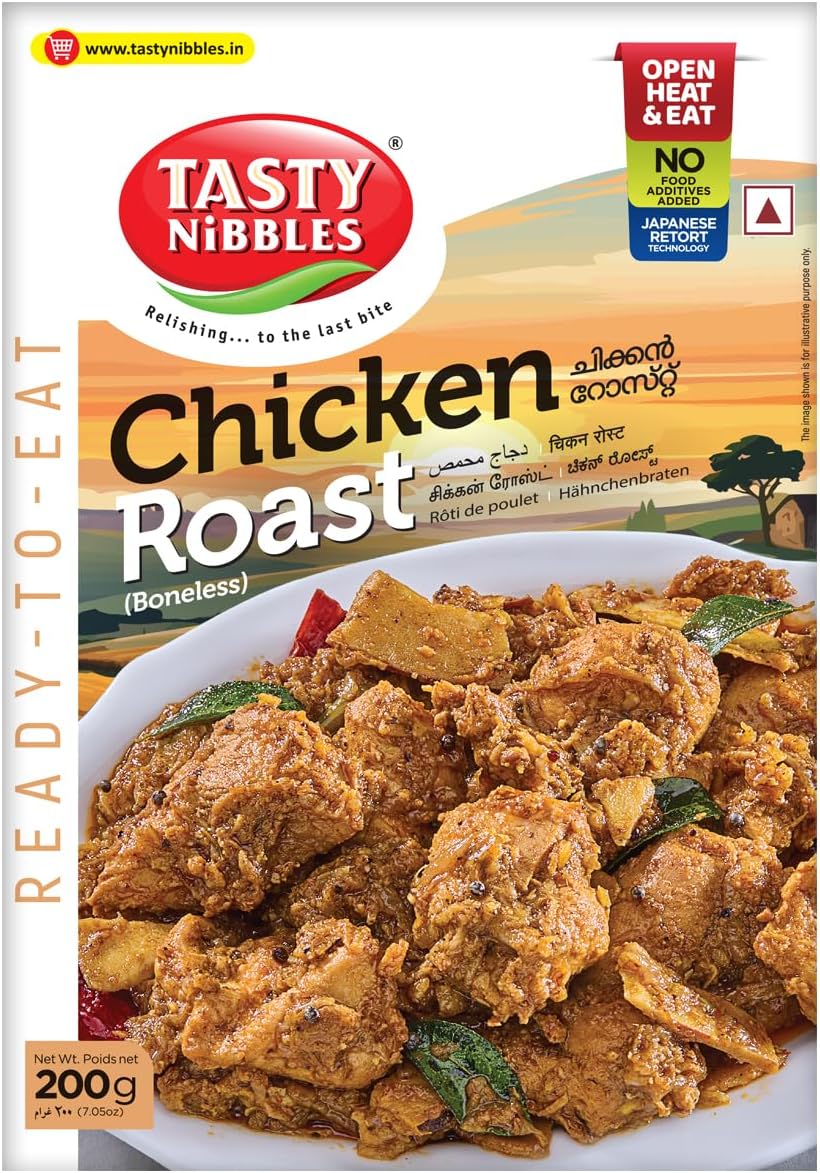 Tasty Nibbles Ready to Eat Chicken Roast 200g [Pack of 1]| Open Heat & Eat | Non-Vegetarian | No Added Preservatives | Japanese Retort Technology