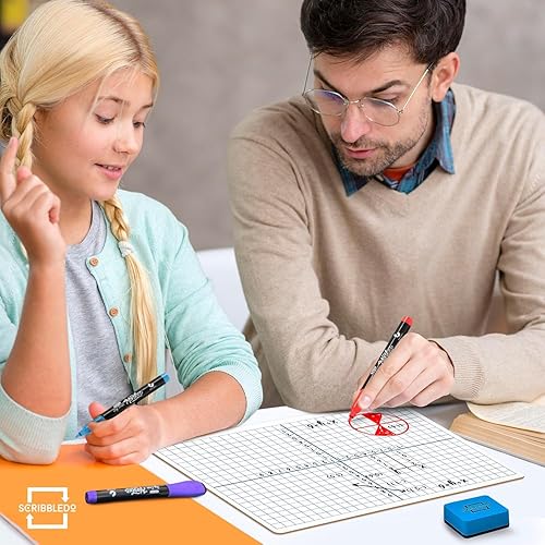 Miniatura 5 de Scribbledo Paquete de 5 tablas de regazo XY de borrado en seco con gráfico de plano coordinado de 9 x 12 pulgadas para estudiantes profesores y uso