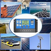 Vista 7 de Controlador de carga solar, controlador de panel solar Lpluziyyds 10A 12V24V PWM Parámetro automático Pantalla LCD ajustable Panel solar Regulador