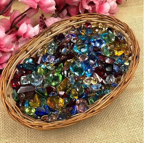 Damru™ Glass Faceted Mixed Loose Gemstone,Birthstones, Multi Color Mix Stones, Stones Lot Gemstones,Size - 5 Mm To 25 Mm (250 Cts) #TOP1