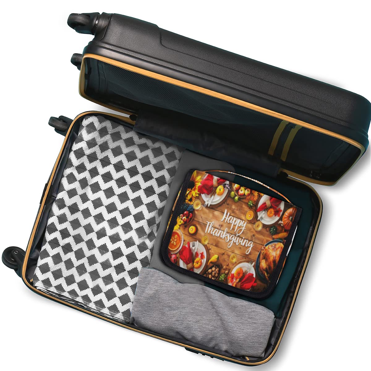 Wesołych Świąt Dziękczynienia Podróżna Kosmetyczka Święto Dziękczynienia Mycie Torebka Unisex Wiszące przybory toaletowe Kosmetyczka Organizer do makijażu, wielobarwny, Jeden rozmiar