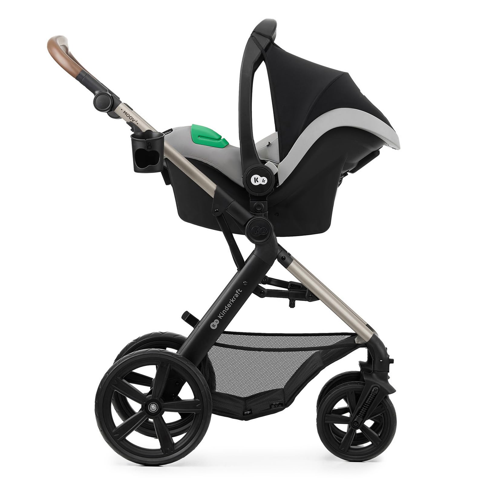 Kinderkraft MOOV 2 passeggino multifunzionale 4 in 1 trio neonato navicella seggiolino auto MINK PRO i-Size Grigio