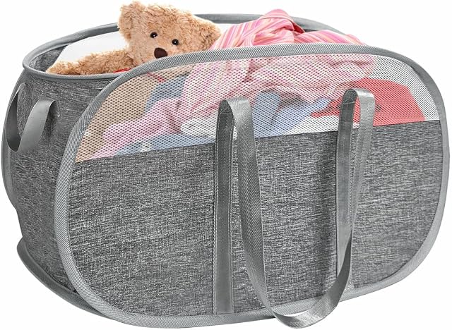 BOSNONA Large Collapsible Laundry Baskets Pop Up Laundry Hamper with Reinforced Handles Durable Foldable Laundry Hamper for Home Laundry