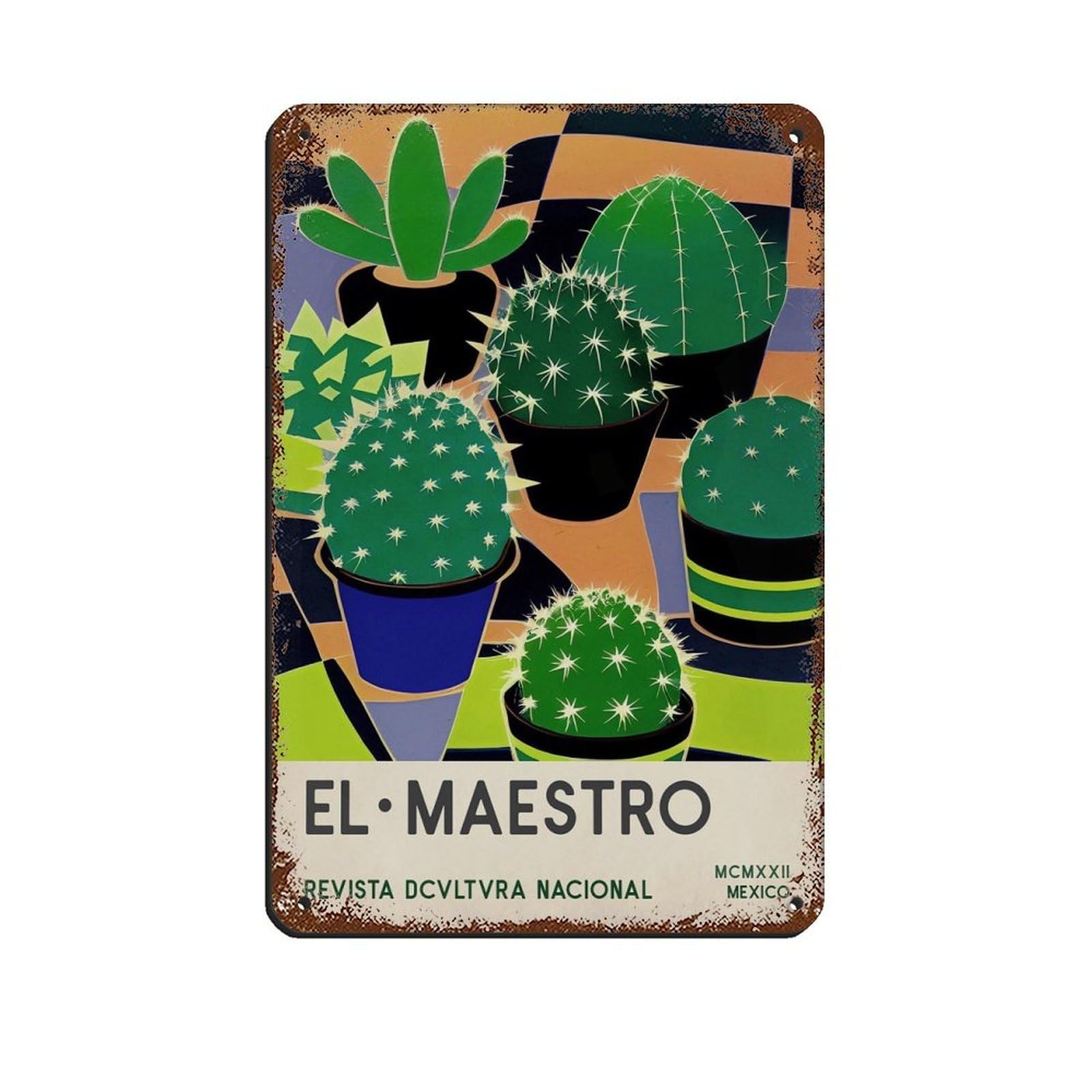 Cactus Art, Mexican Art,Mexico Travel Poster Tin Sign Vintage Metal Pub Club Cafe Bar Home Wall Art Decoration Poster Retro 8x12inch(20x30cm)