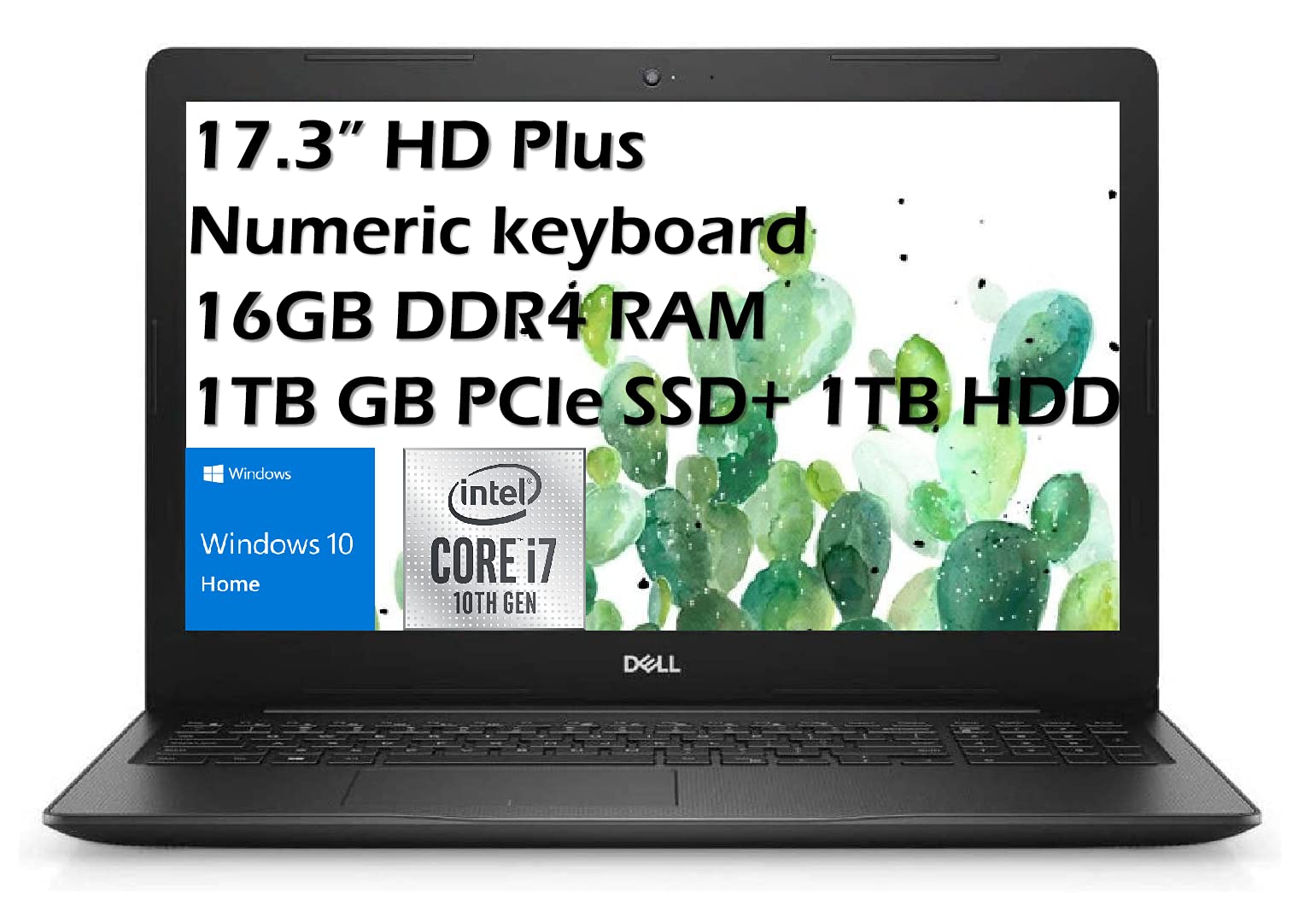 Dell 2021 Inspiron 17.3'' HD Plus Business Laptop, Intel i7-1065G7(up to 3.9 GHz, 8MB Cache), 16GB D