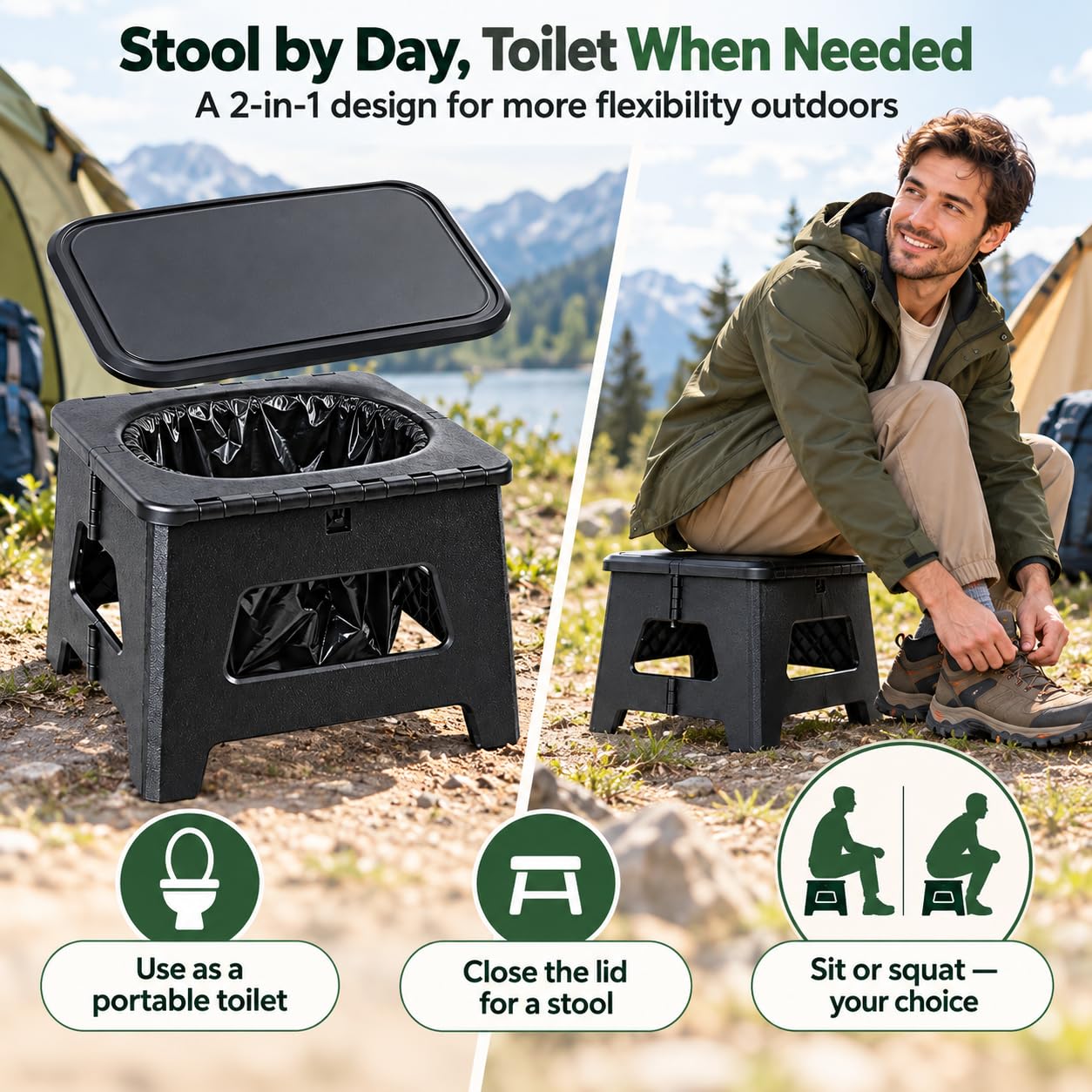 Inodoro portátil para Coche, Inodoro de Viaje con Bolsa de Almacenamiento