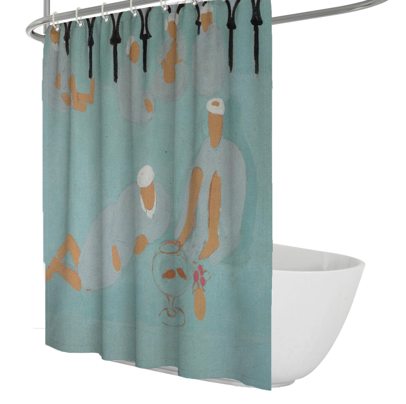 Blauer Duschvorhang Set mit Haken Abstraktes Muster Duschraumvorhänge Henri Matisse Einzigartige Kunst Badewanne Vorhänge Jungen Mädchen Baddekor 180x180 cm