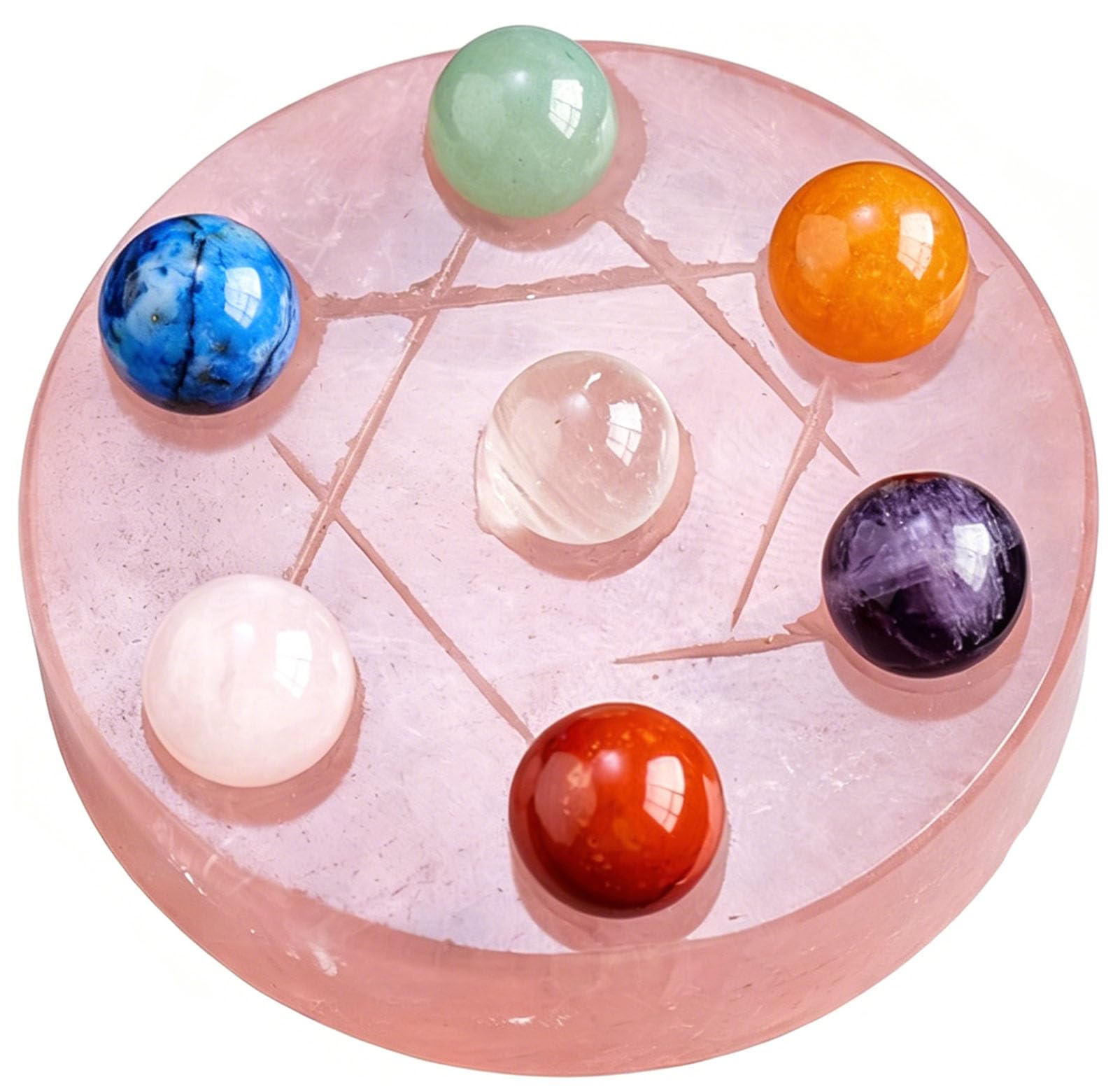 Zooeelly Reiki Crystal Balls Decor Ornament, Seven-Star Array Home Bedroom Living Room Cashier Desk Ornament Original Stone Polishing Fortune Teller Ball