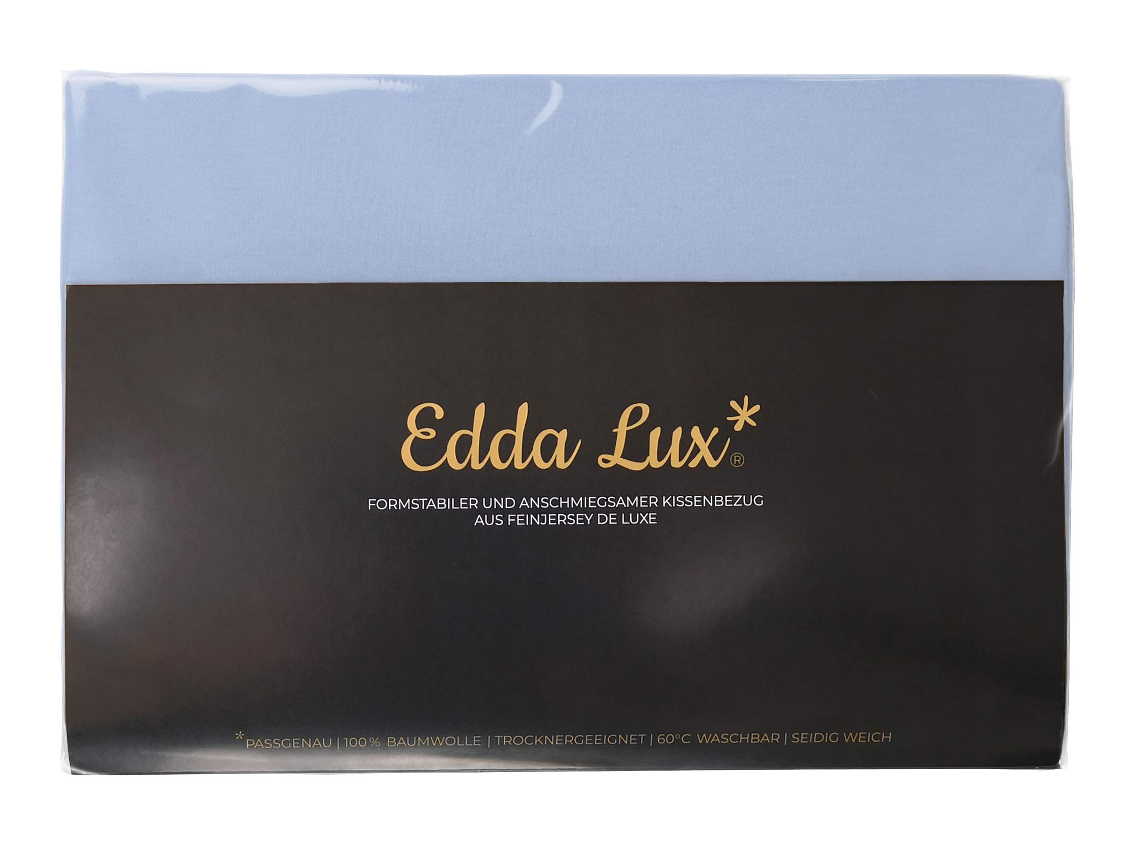 Edda Lux Federa per cuscini di dimensioni 70 x 40 cm e 72 x 42 cm, in morbido jersey 100% cotone con chiusura a zip, Azzurro