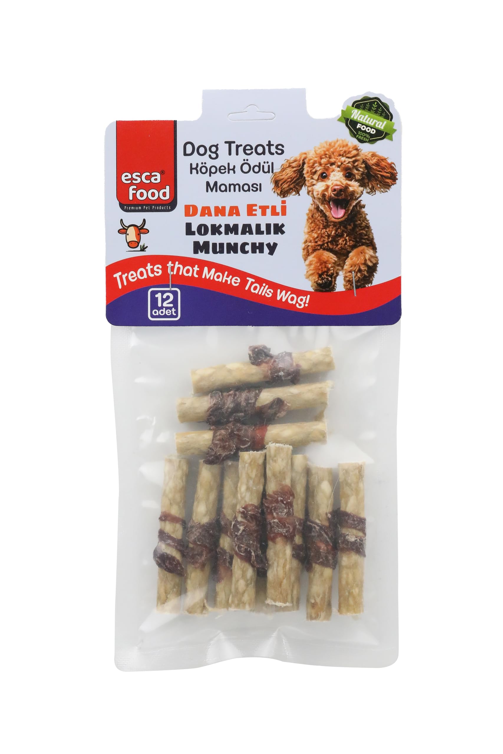 Dana Etli Lokmalık Munchy 6 Santimetre 6 Gram 12'li Köpek Ödül Maması