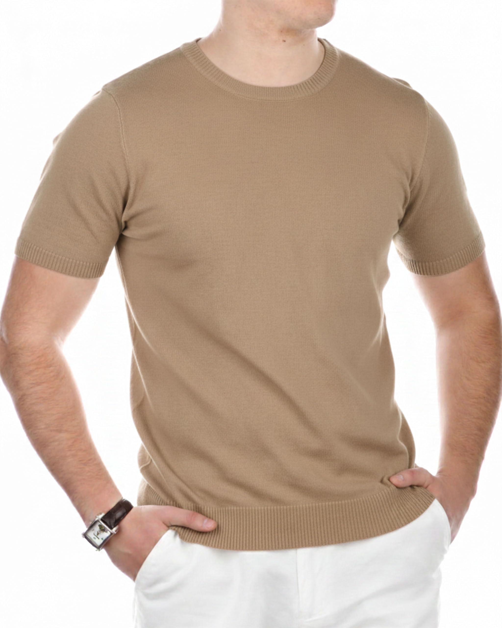 Camiseta de Jersey de Algodón, Confección de Punto Tipo Polo para un Estilo Inconfundible y Elegancia Italiana