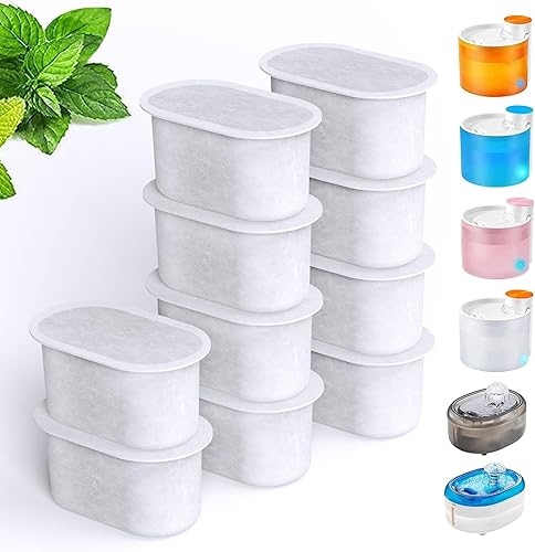SAMANIJA10-Pack Cat Water Filters Replacement, Compatiable with WOPET W300&W300B&W500 67oz2L and 3.5L Pet Water Fountain