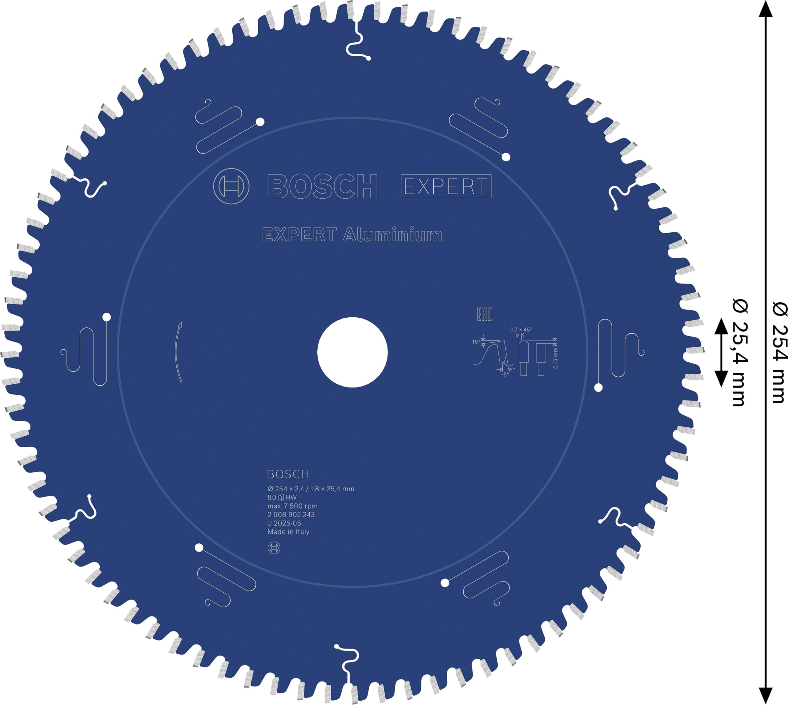 Bosch 1x Tarcza pilarska EXPERT Aluminium do przewodowych pilarek stołowych (do Aluminiowy, Ø mm, Professional Akcesoria Przewodowa stołowa pilarka tarczowa)