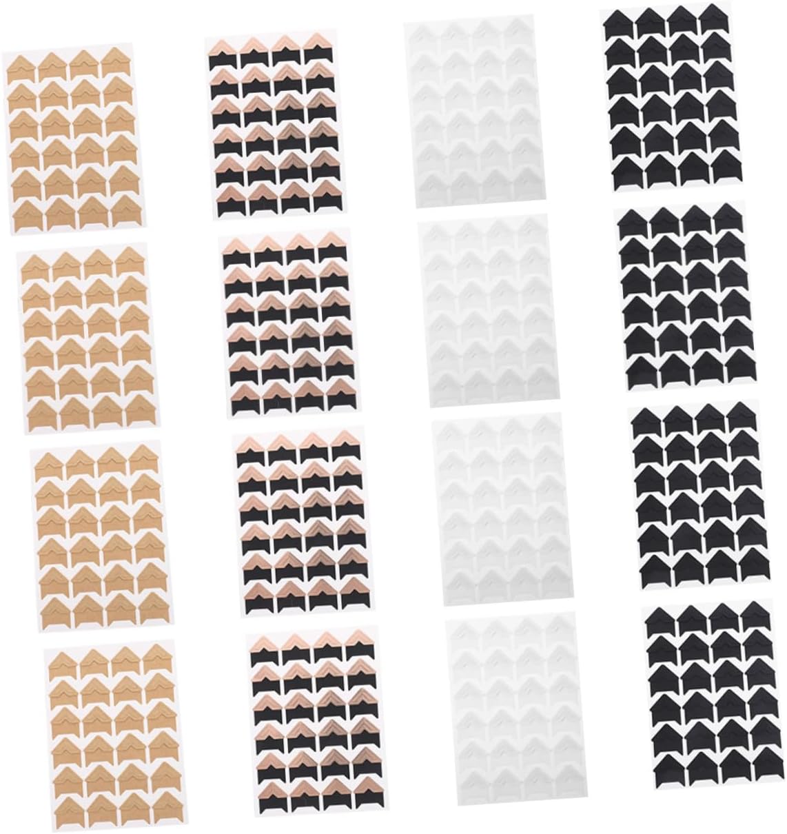Gogogmee 16 Sheets DIY Photo Corner Stickers for Scrapbook Albums, Self-Adhesive Scrapbook Accessories Corners in Rose Gold, Kraft, Black, and White for Memory Books and Crafts
