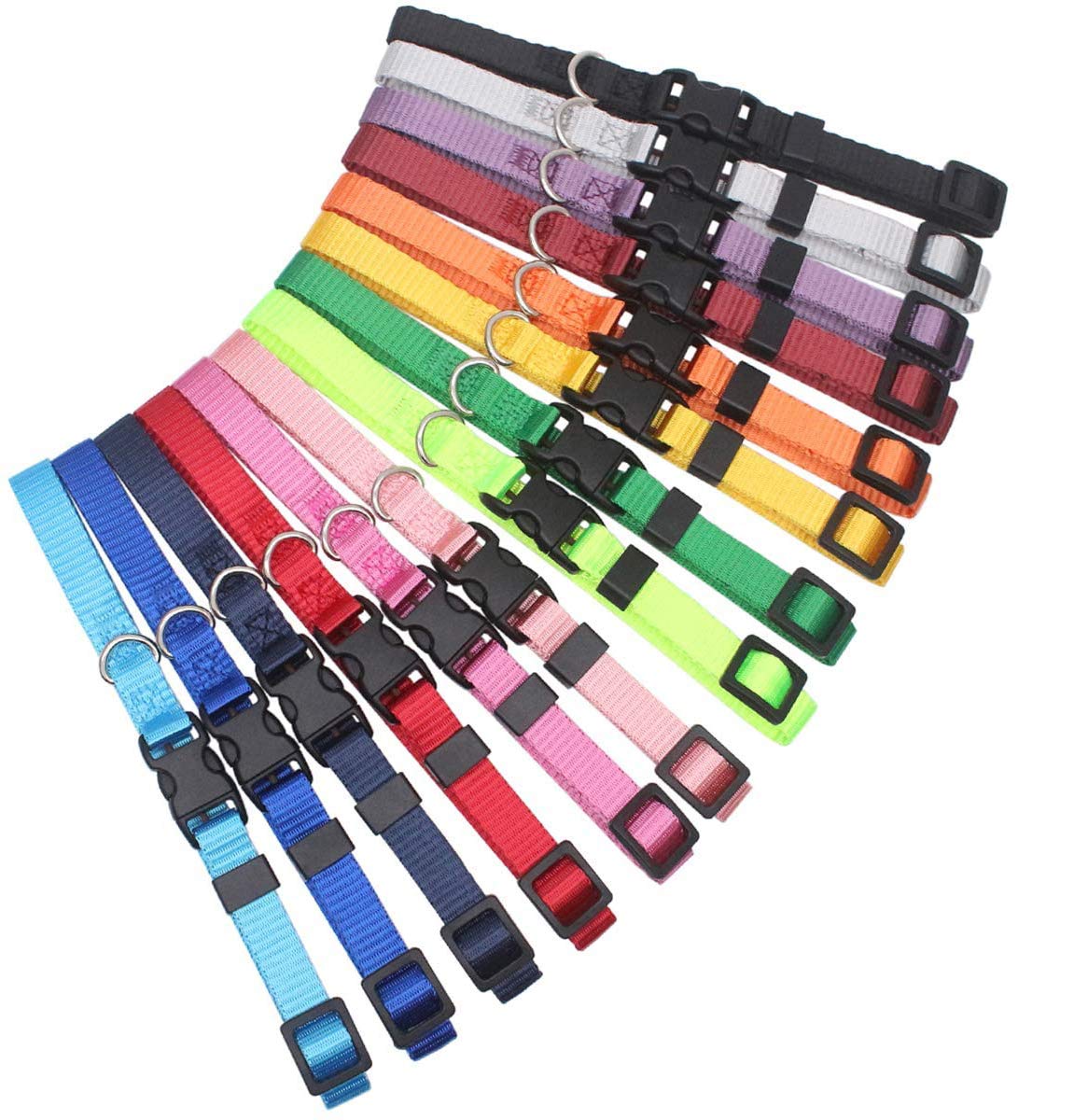 Ameolela Puppy ID Collar Identification Soft Nylon Adjustable Safety Whelping Litter Collars for Newborn Pets with 2 Record Keeping Charts Set of 14