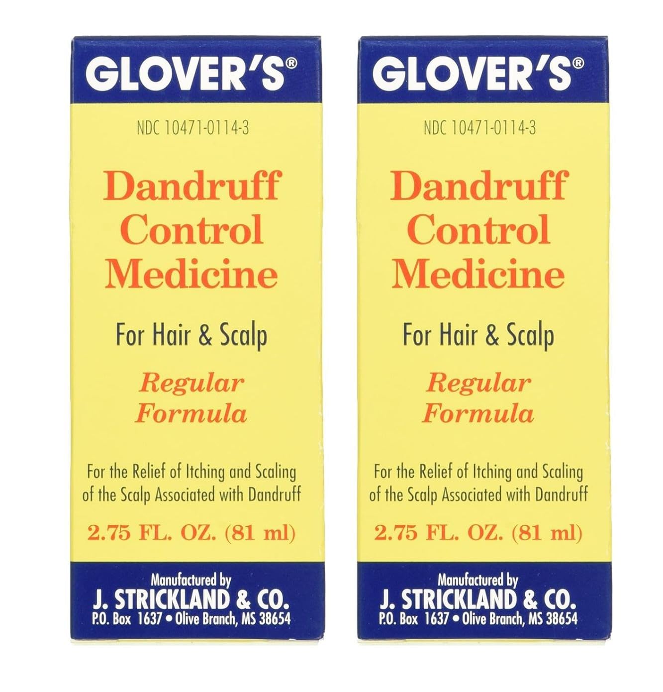 Glover's Dandruff Control Medicine 2.75 oz (Pack of 2) - Scalp Treatment for Reducing Dandruff and Itching