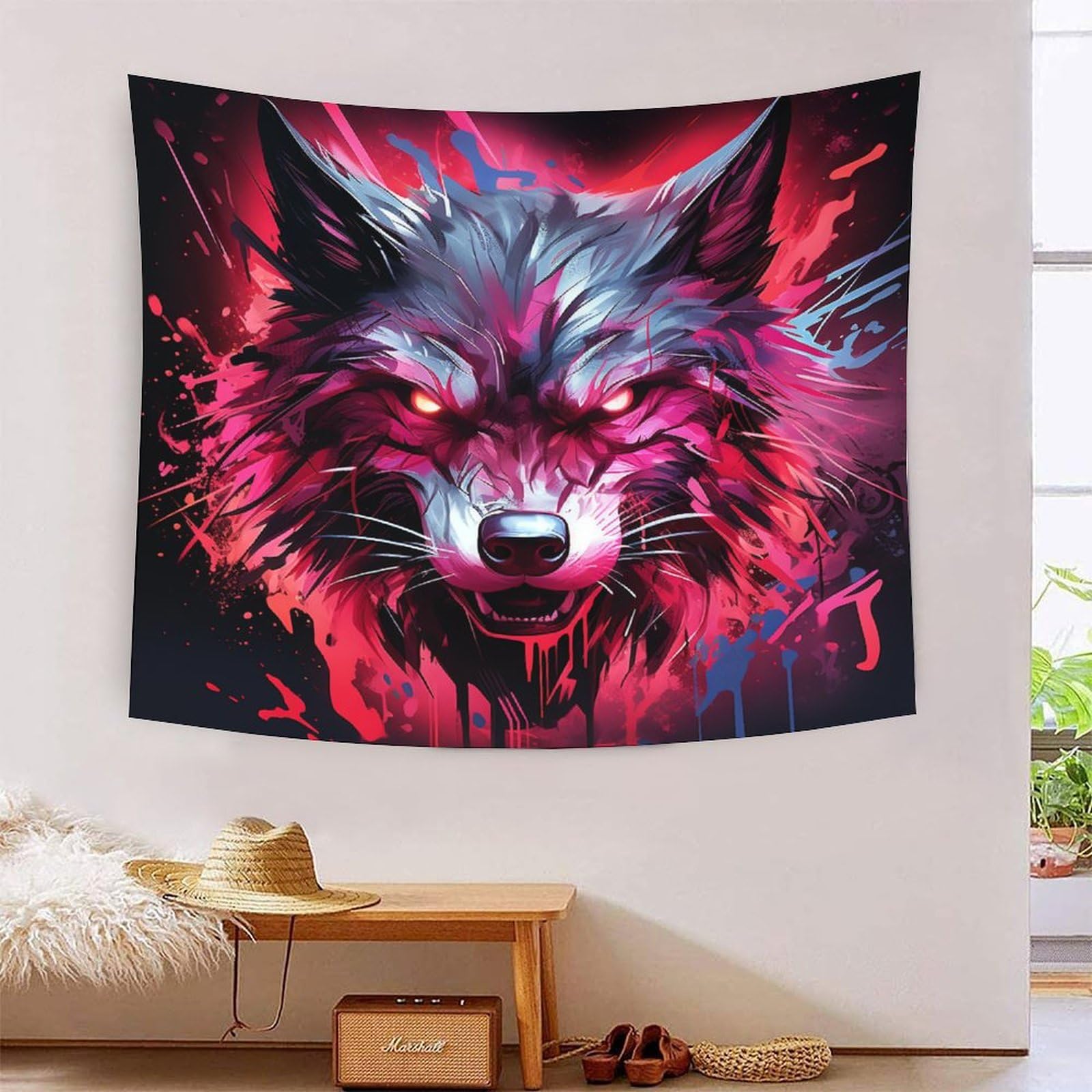 Tapiz de pared textil de lobo tridimensional para separar ambientes 7