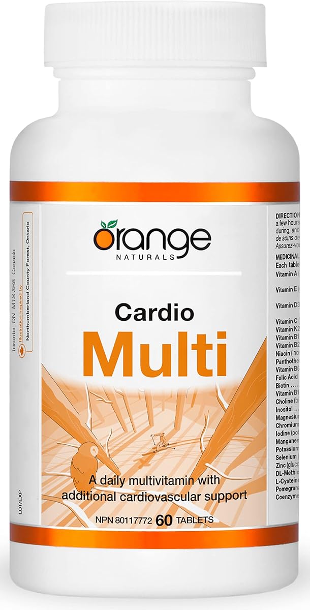 Orange Naturals Orange Naturals - Cardio Multi, 60 Tablets 30-Day Supply - A Daily Multivitamin with Additional Cardiovascular Support - Vital for Heart Muscle Function and Support Healthy Glucose Metabolism