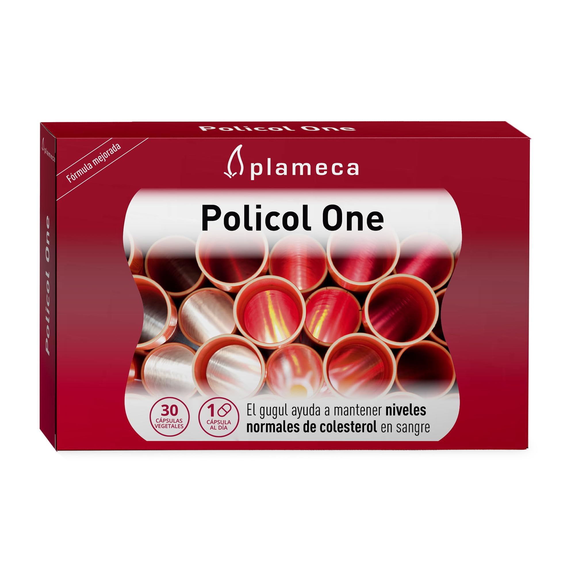 PLAMECA - Policol One, Reduce y Mantiene Niveles de Colesterol, Hígado en Buen Estado, Nueva Fórmula con Levadura de Arroz Rojo, Gugul, Alcachofera y Diente de León - 30 Cápsulas