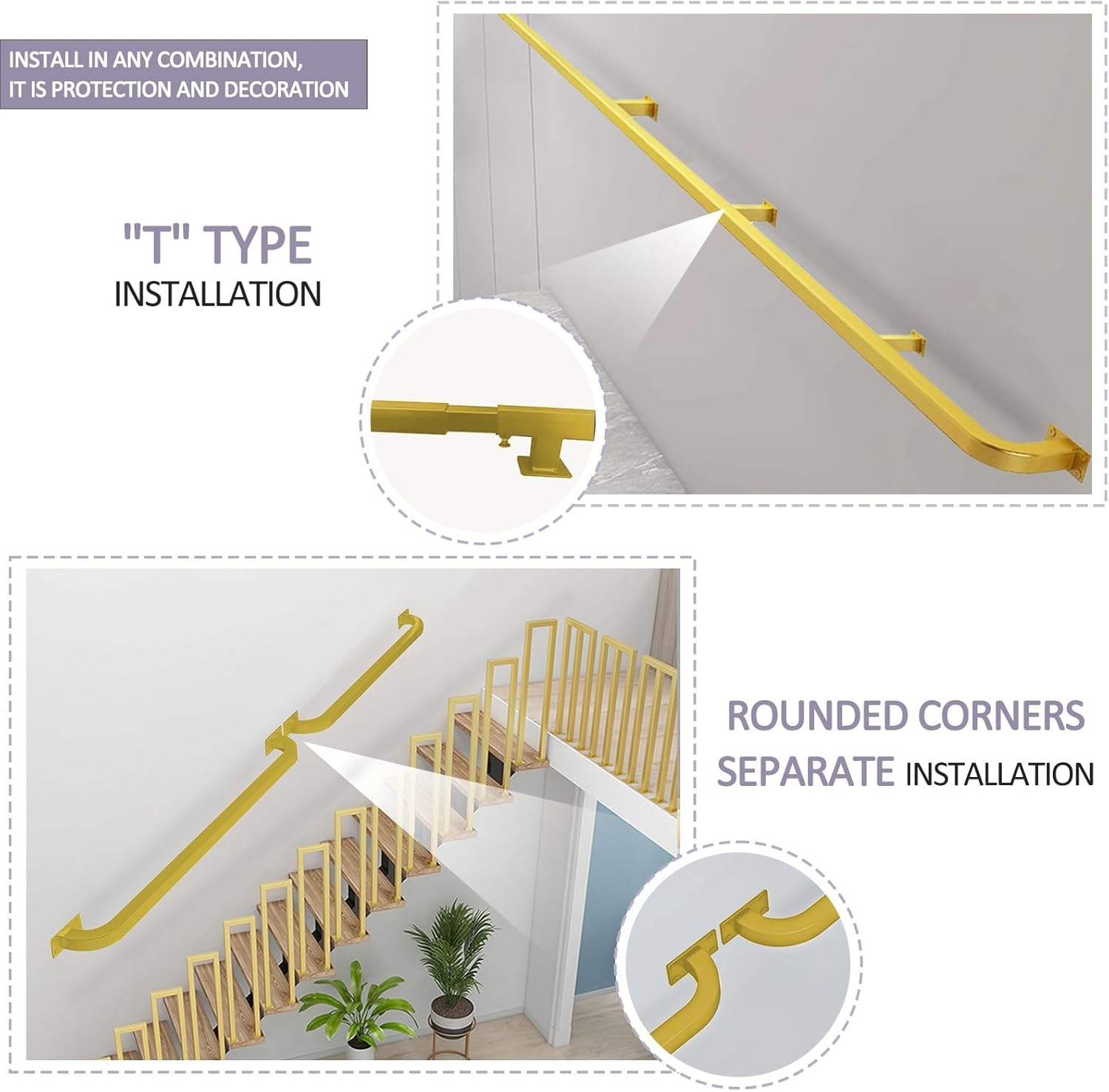 Handrails for Staircase Stairs, Wrought Iron Banister Hand Rails for Indoor Outdoor, Modern Wall Mounted Stair Railing Foot Rail Support Kit, Metal Pipe Non-Slip Grab Bar (Size : 1