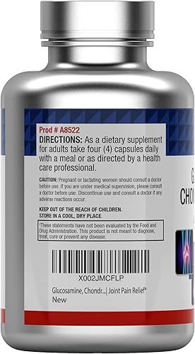 Miniatura 7 de Cápsulas de suplemento de glucosamina, condroitina y MSM (4000 mg x 240 cápsulas) para hombres y mujeres | Potente suplemento de apoyo articular* |