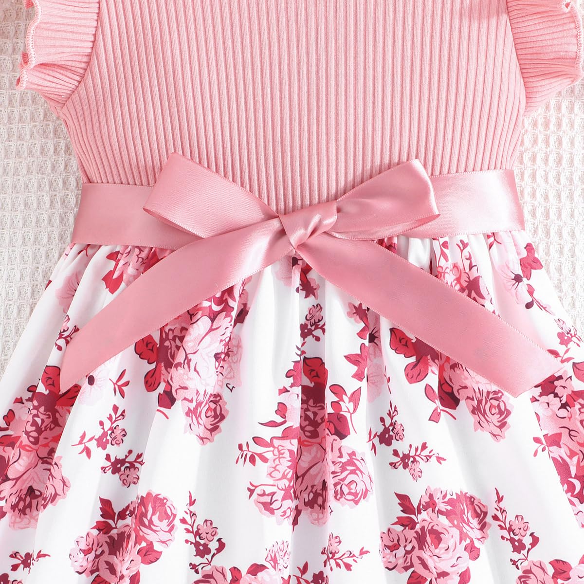 Vestido Princesa Niña Moño Flor Mangas Cortas Patrón Mariposa Fiesta Verano 4-8 años